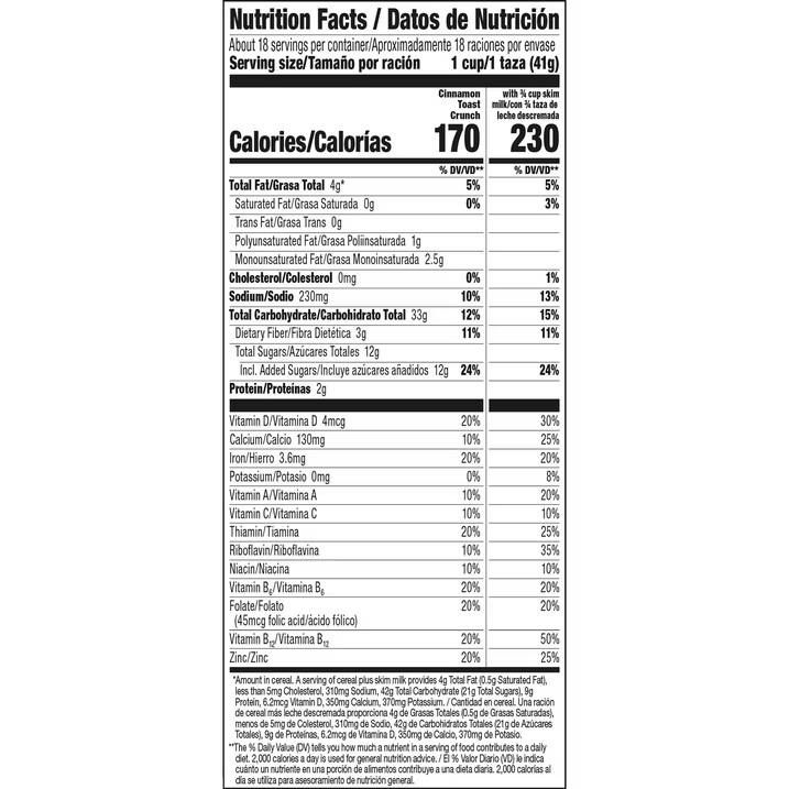 Cinnamon Toast Crunch Breakfast Cereal, Crispy Cinnamon Cereal, Mega Size, 27 oz