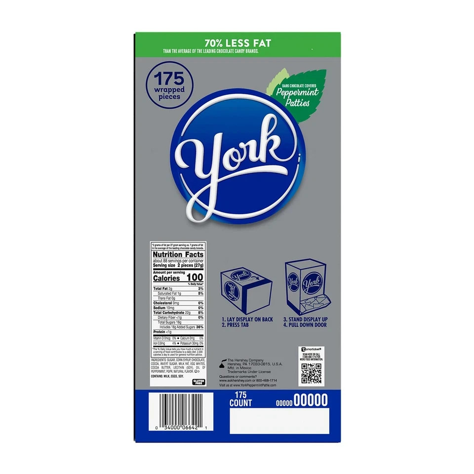 YORK Dark Chocolate Peppermint Patties Candy Bulk Box 84 oz 175 Pieces
