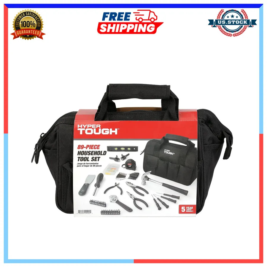 Hyper Tough 89-Piece Household Tool Set with 12-Pocket Storage Bag