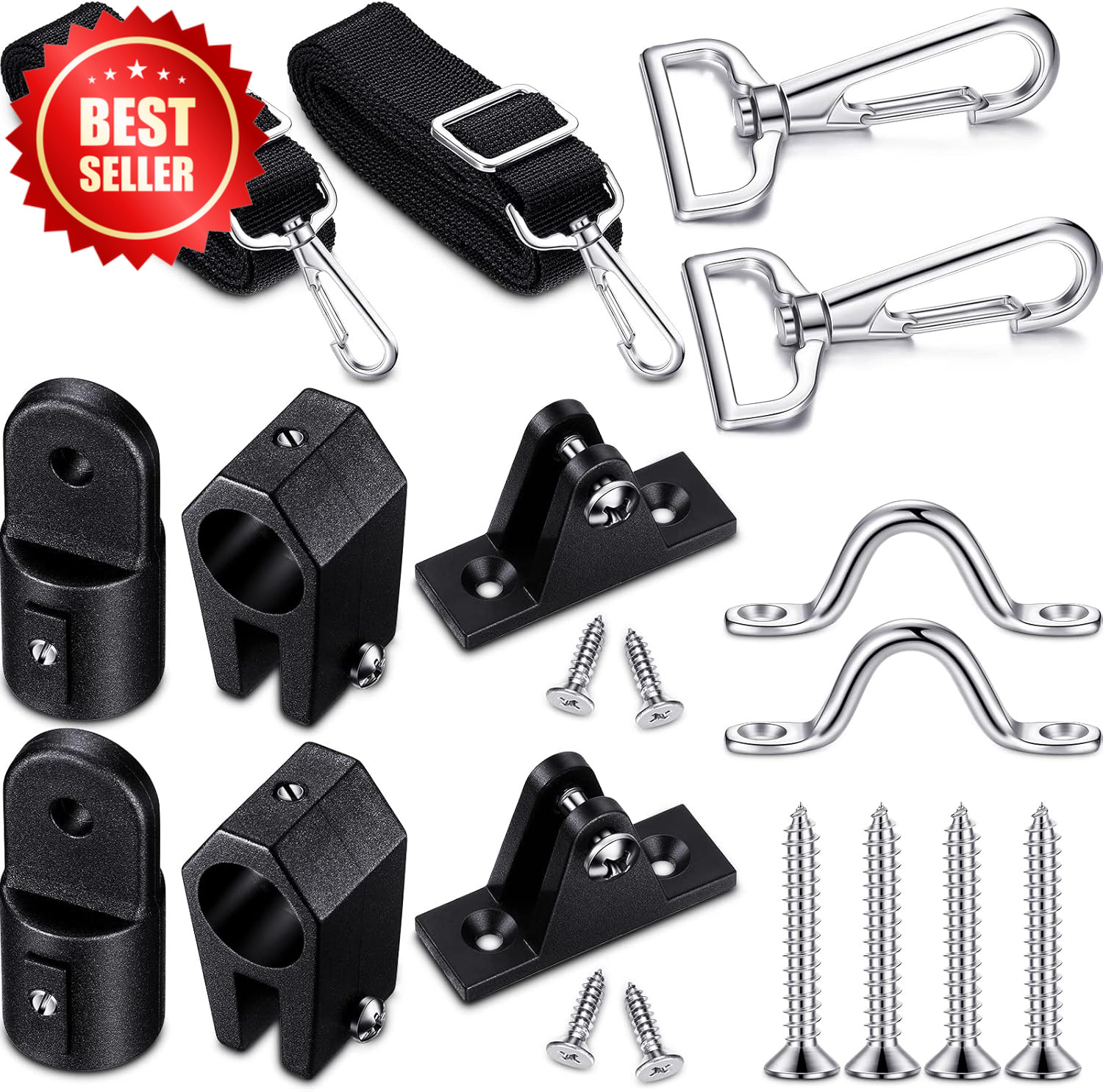 12pc Bimini Top Hardware Fitting Set 7/8″ Jaw Slide Cap Eye End Deck Hinge Strap