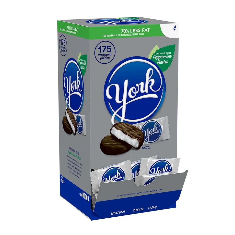 YORK Dark Chocolate Peppermint Patties Candy Bulk Box 84 oz 175 Pieces