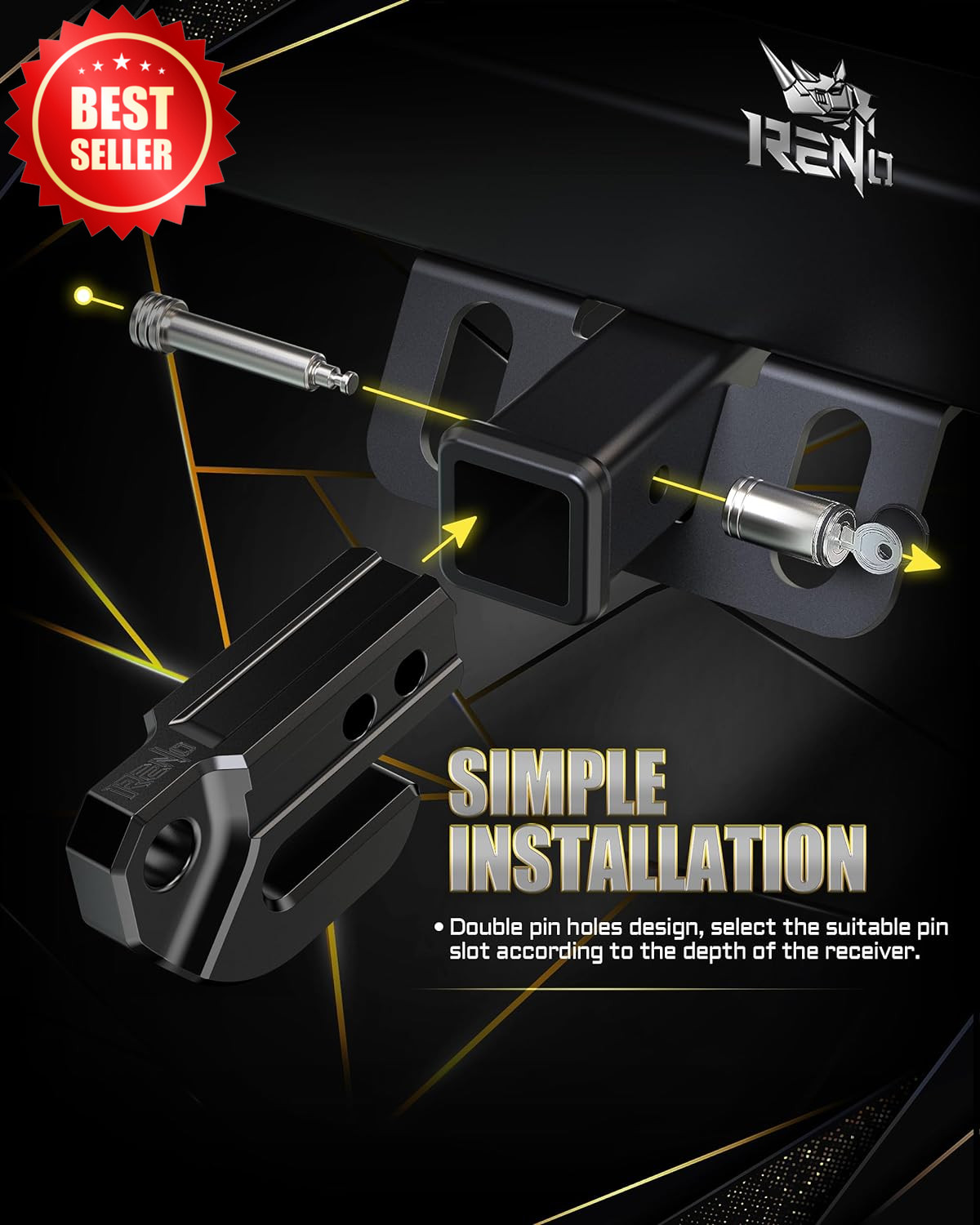 Black Aluminum Hitch Slider 2″ Receiver 45K lbs Skid Recovery Off Road US