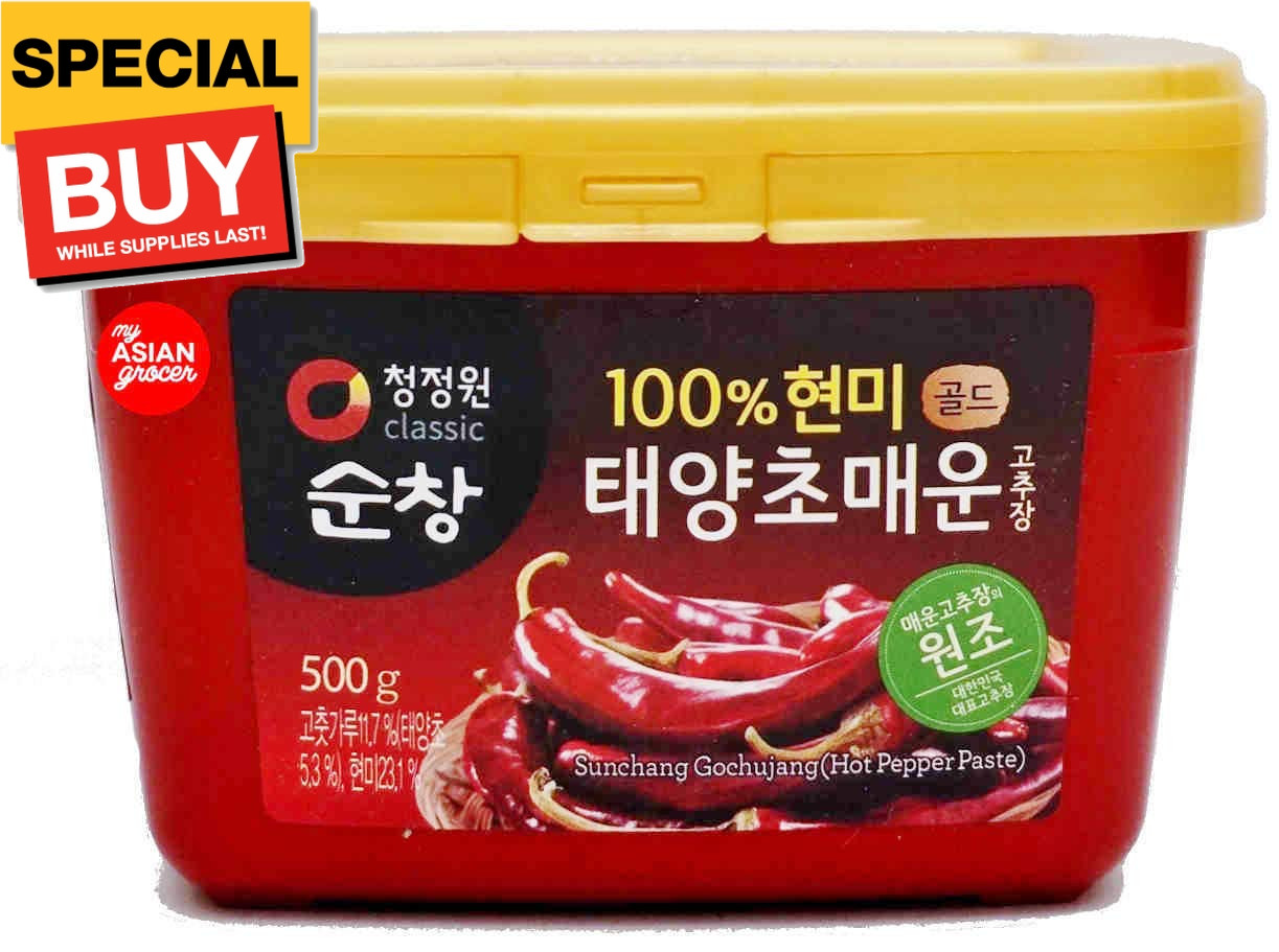 Sunchang Hot Pepper Paste Gold (Gochujang) 500g, 1EA; 청정원 순창 100% 현미 골드 태양초 매운 고