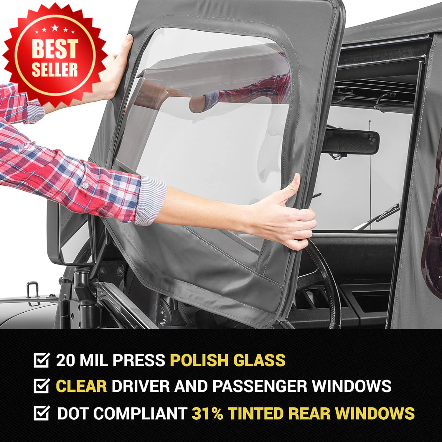 Replacement Soft Top Fits Jeep Wrangler 1988-1995 YJ Black Denim Fabric Only US