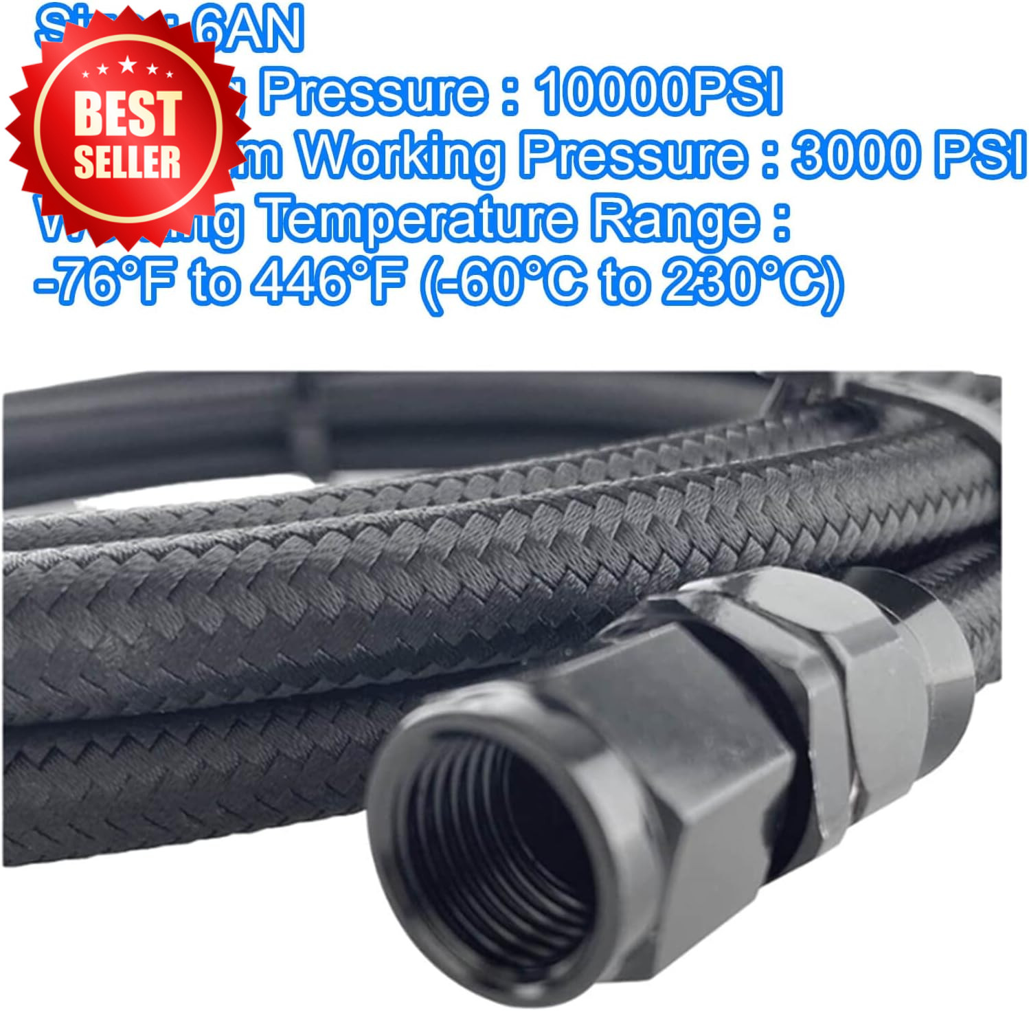2 Set 6AN PTFE Transmission Cooler Lines 7Ft Nylon SS Braided 4L60 TH350 US