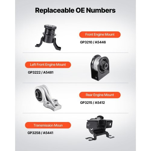 Engine Motor Mount and Transmission Mount Kit Replacement, Set of 4, Compatible