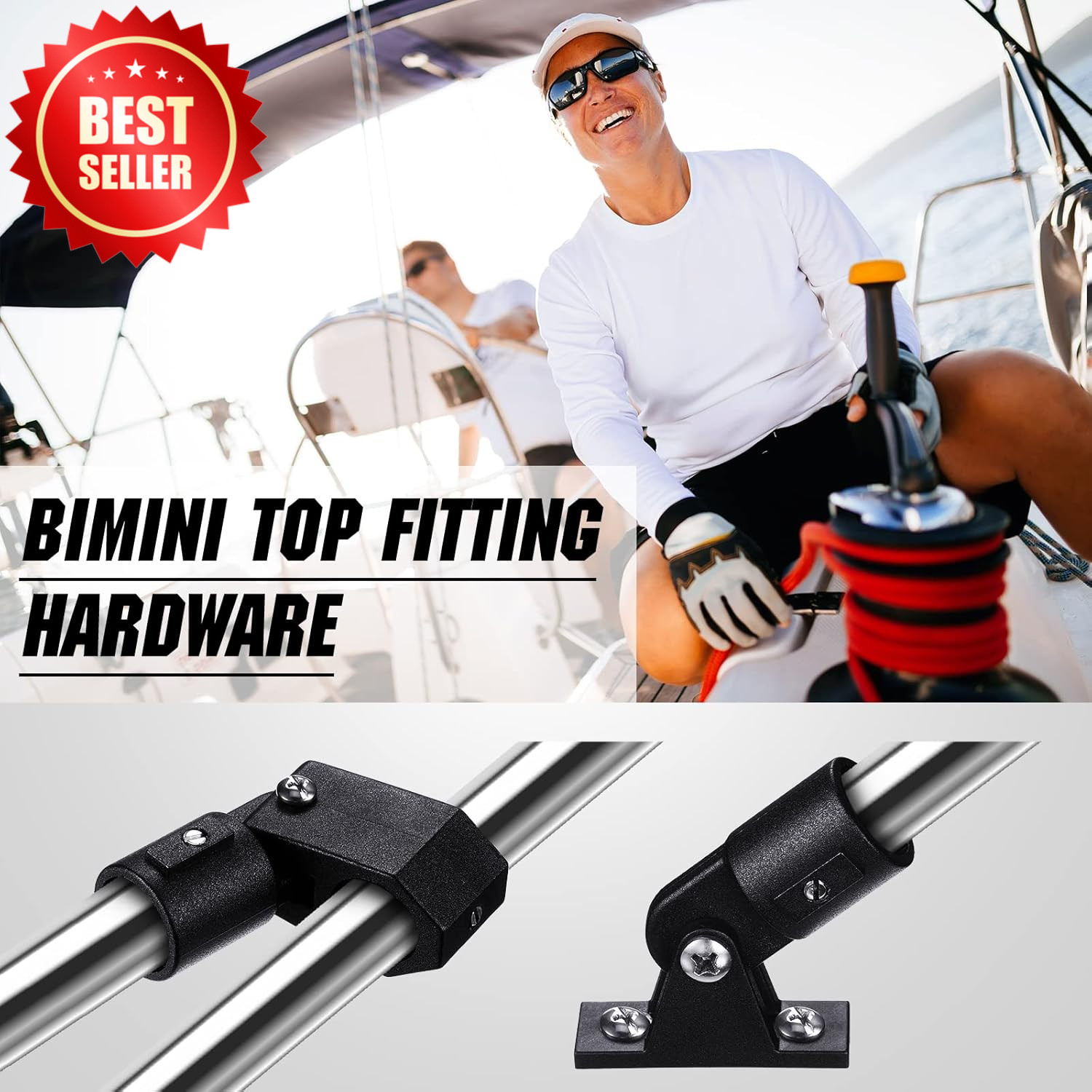 12pc Bimini Top Hardware Fitting Set 7/8″ Jaw Slide Cap Eye End Deck Hinge Strap