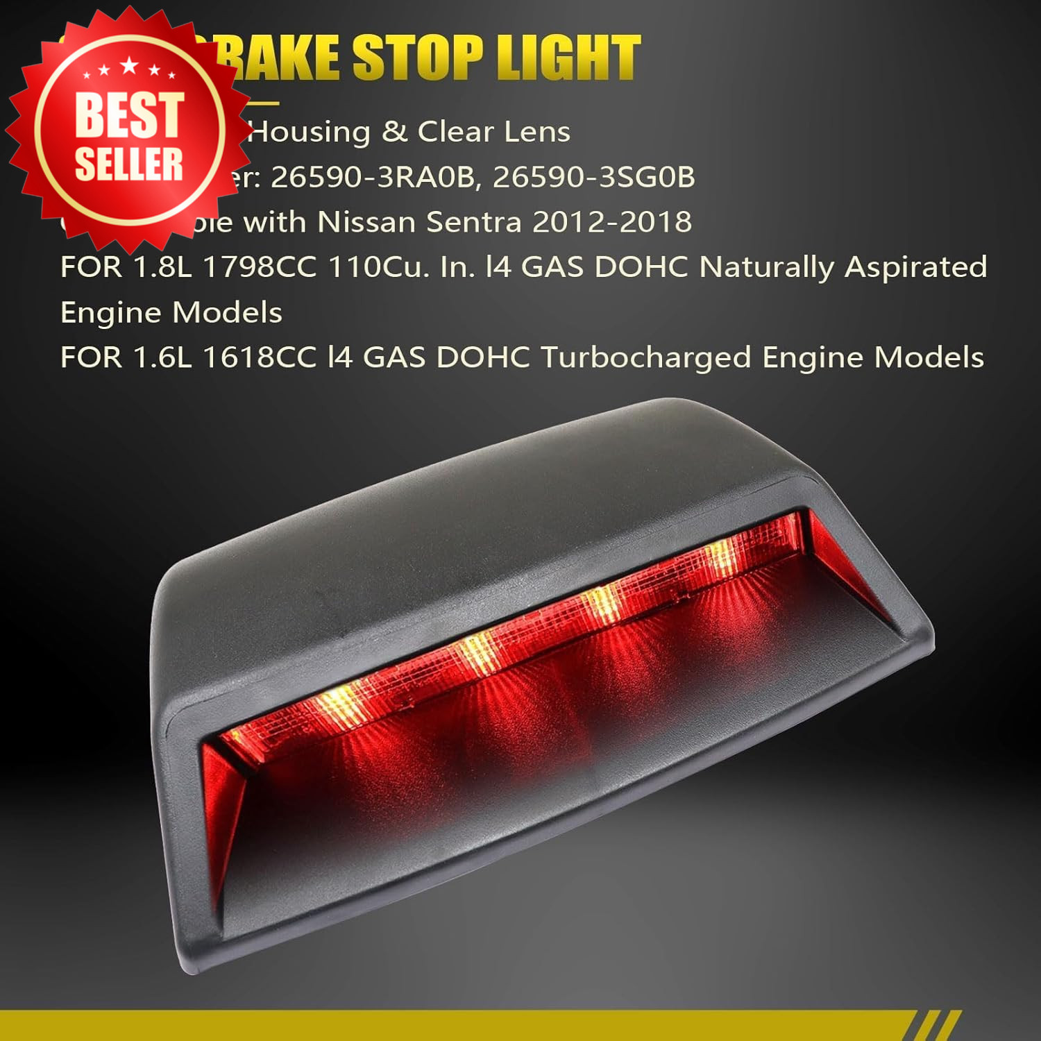 Rear High Mount 3rd Brake Stop Light Nissan Sentra 2012-18 26590-3RA0B US