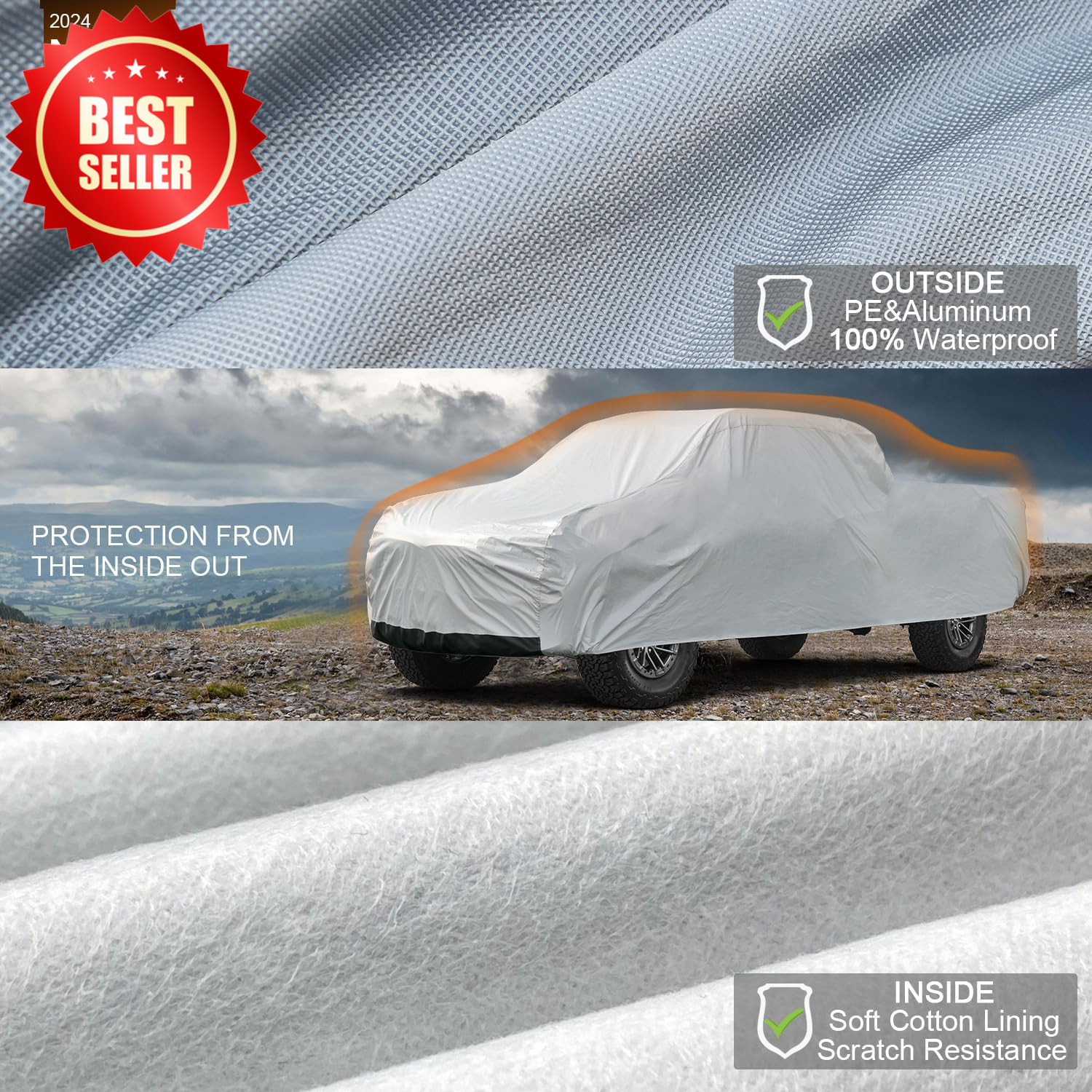 6 Layer Truck Cover Waterproof All Weather Heavy Duty Outdoor Pickup 228 Inch L