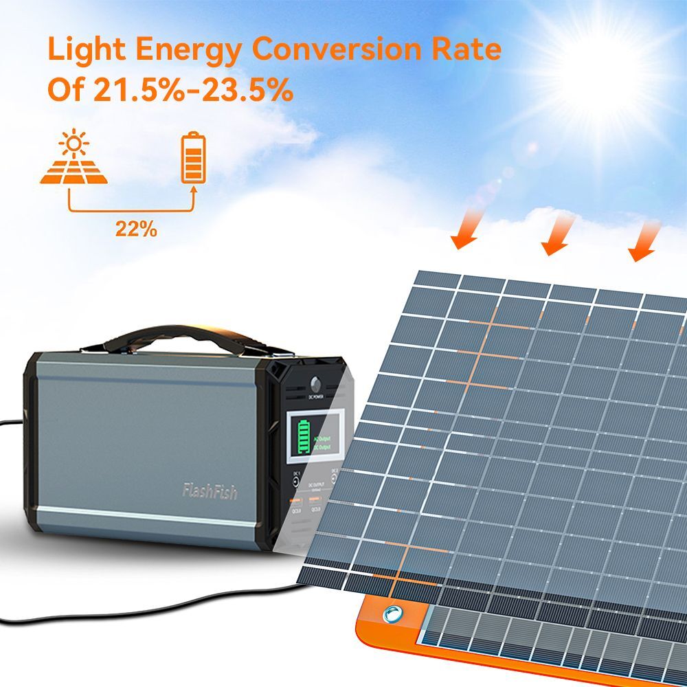 300W Solar Generator, FlashFish 60000mAh Portable Power Station Camping Potable