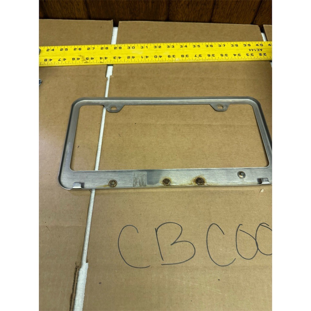 Cadillac License Plate Frame Chrome Finish Raised Script Logo Emblem