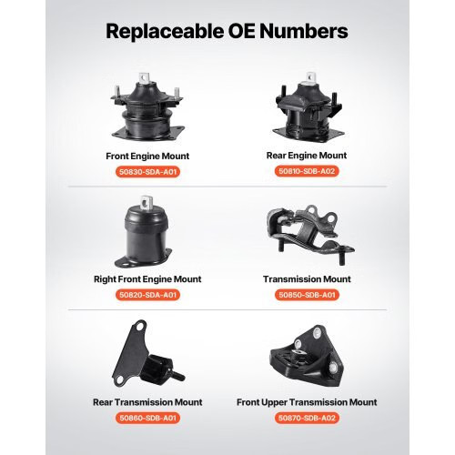 Engine Motor Mount and Transmission Mount Kit Replacement, Set of 6, Compatible