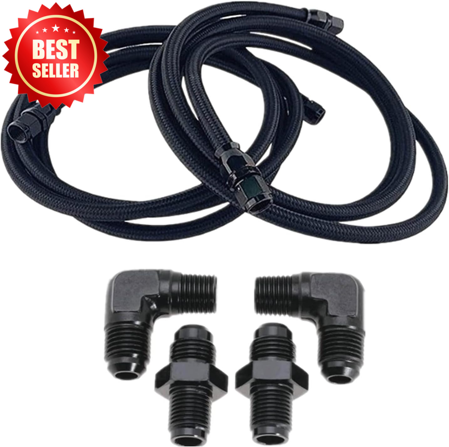 2 Set 6AN PTFE Transmission Cooler Lines 7Ft Nylon SS Braided 4L60 TH350 US