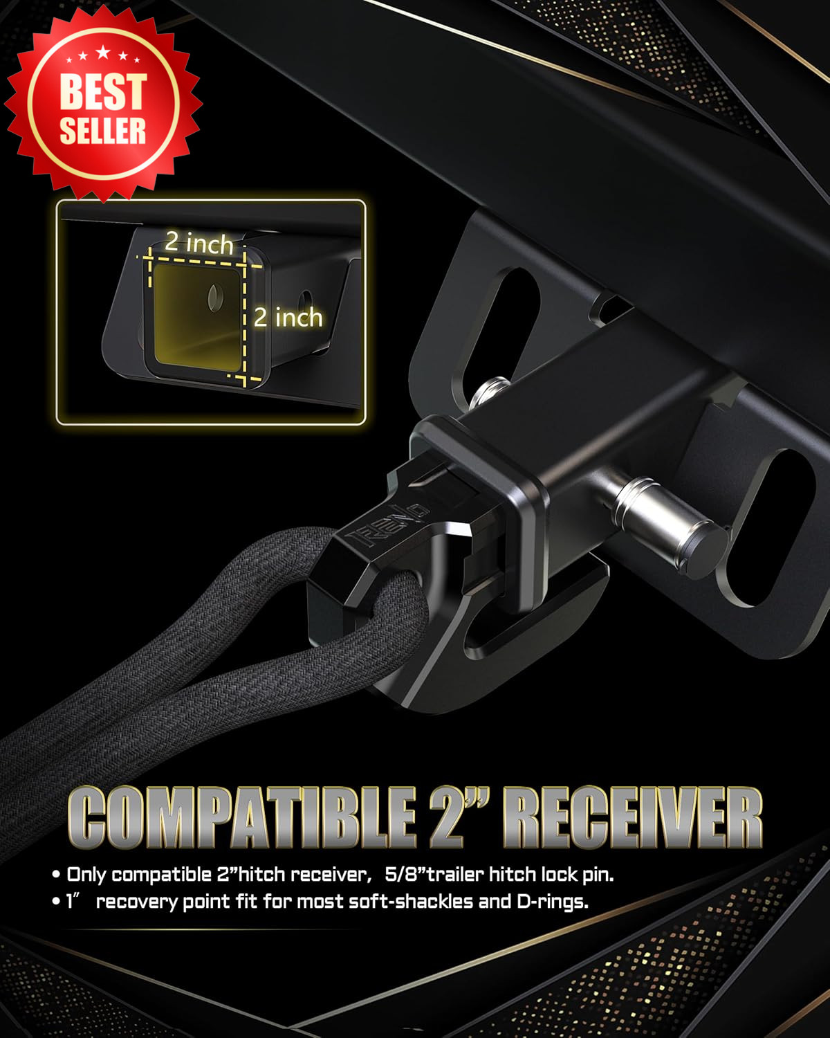 Black Aluminum Hitch Slider 2″ Receiver 45K lbs Skid Recovery Off Road US