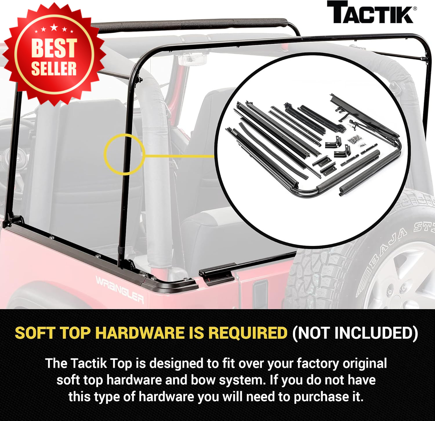 Replacement Soft Top Fits Jeep Wrangler 1988-1995 YJ Black Denim Fabric Only US