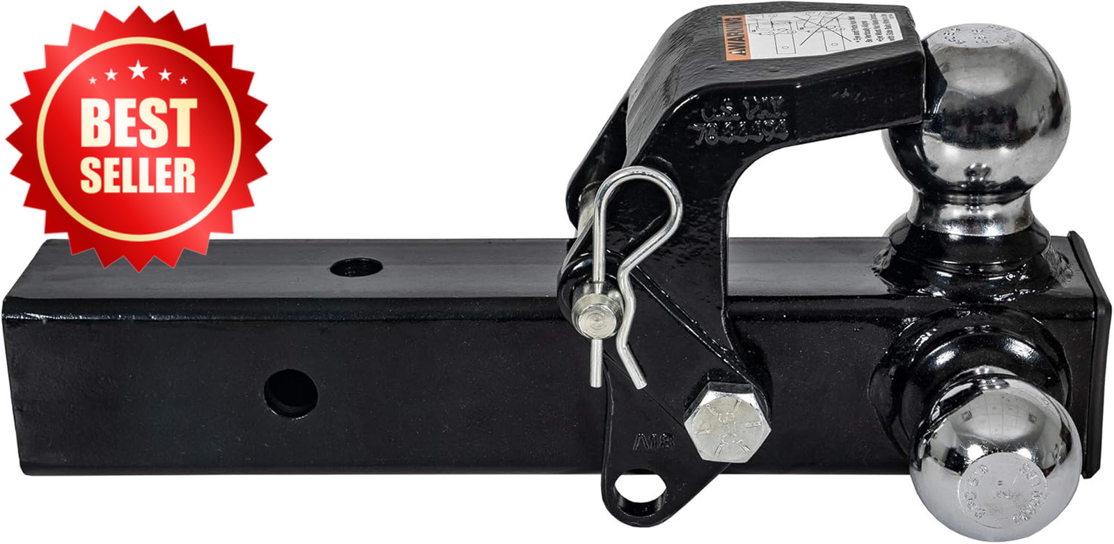 1802280 Tri-Ball Truck Hitch Hook Solid Shank 2-1/2″ Receiver US