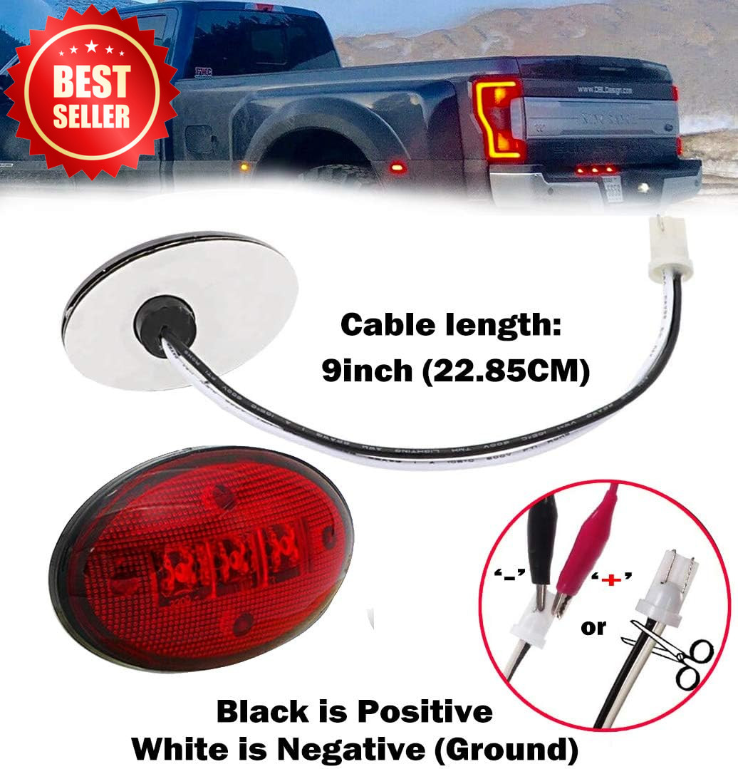 Bed Fender Side Marker LED Light Ford 1999-2020 F250-550 (2PCS Red + 2PCS Amber)