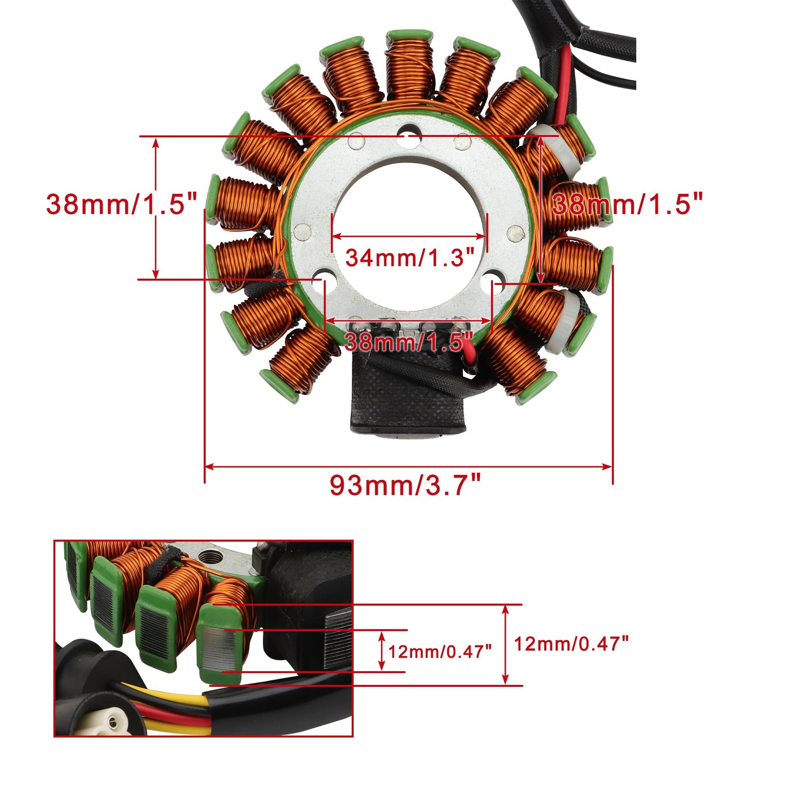 WOOSTAR 16 Coil 7 Wire Magneto Stator Replacement for 1989-1991 YFM250