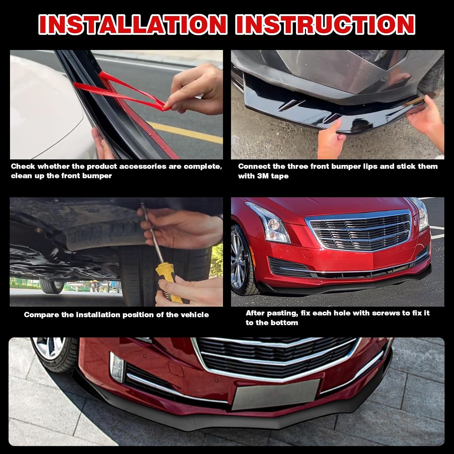 Front Bumper Lip Compatible with 2018 2019 2020 for Honda for Accord Sedan EX/EX