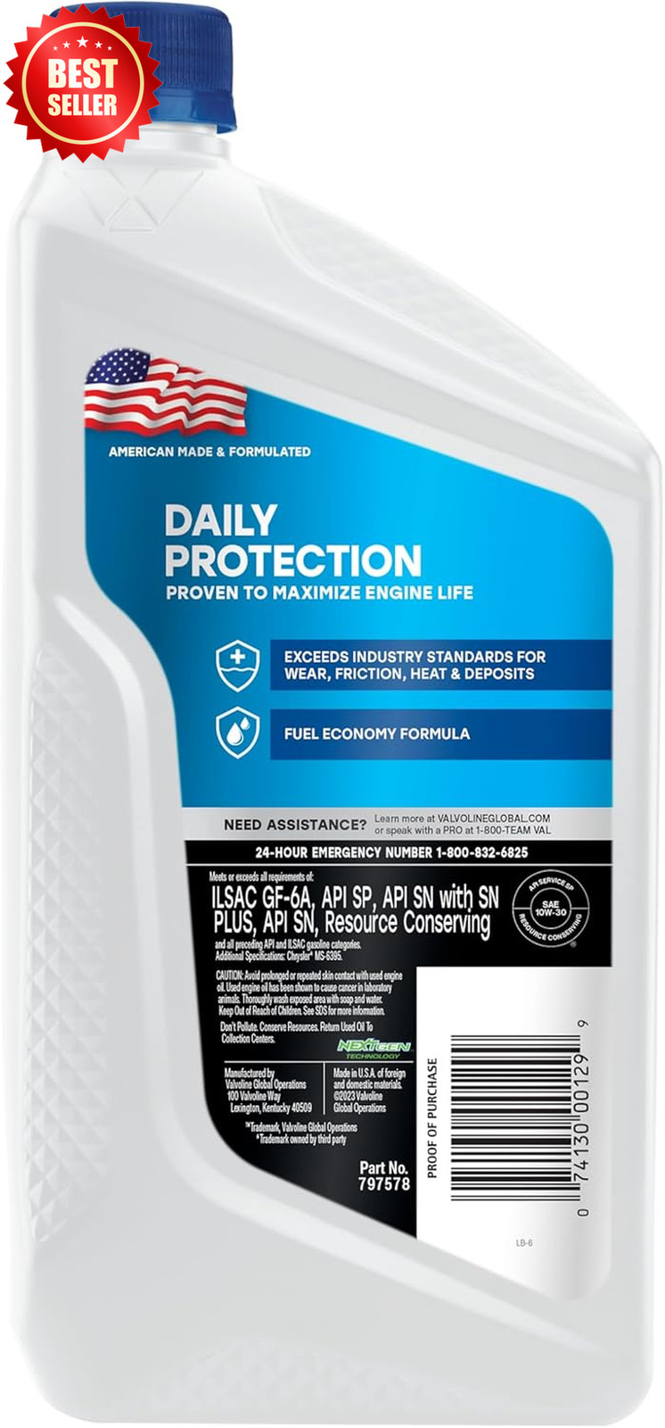 Bulk 6 x 1 QT Conventional Motor Oil 10W-30 Engine Car Truck SUV US