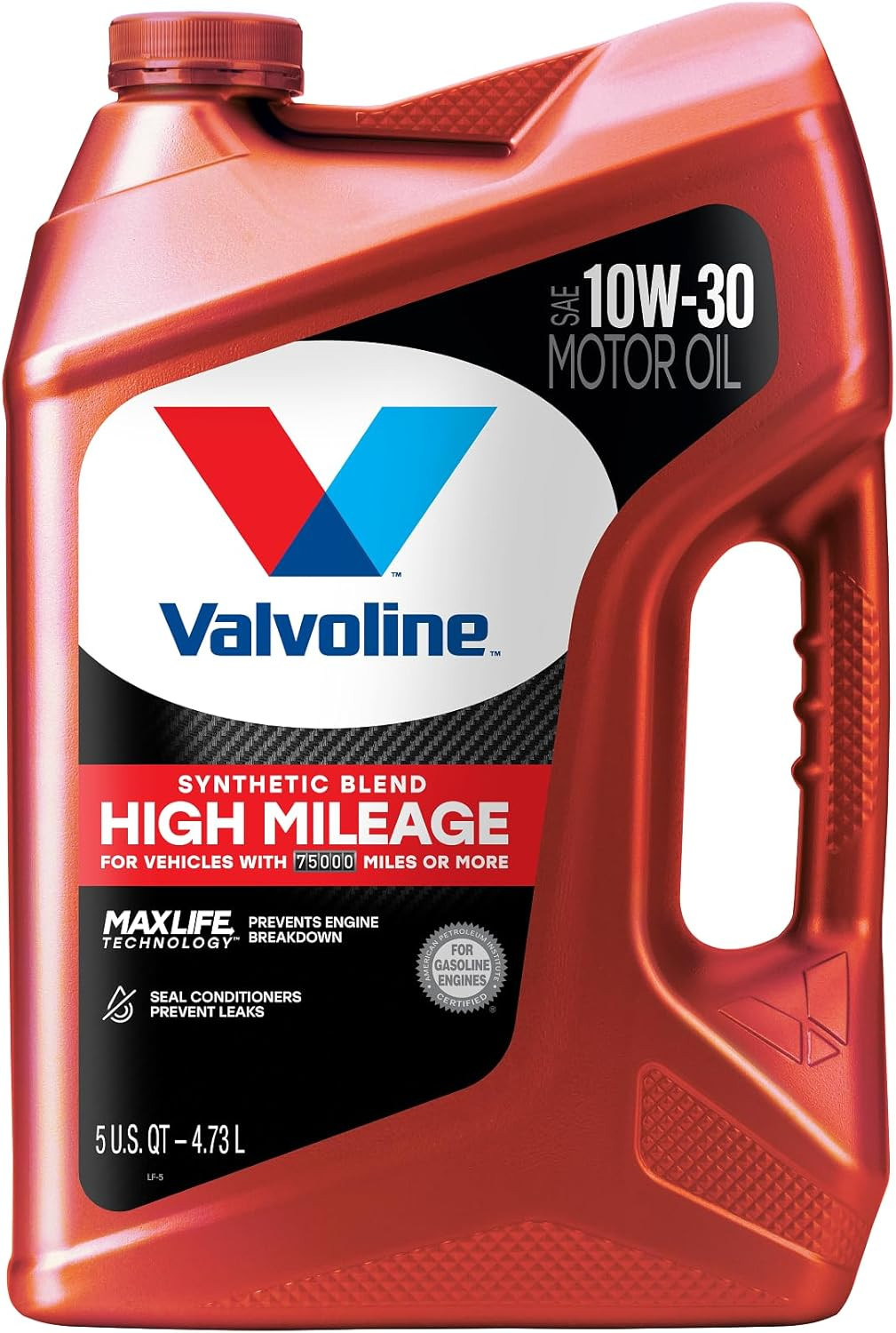 5 Quart High Mileage Synthetic Blend Motor Oil 10W-30 Car Truck SUV US