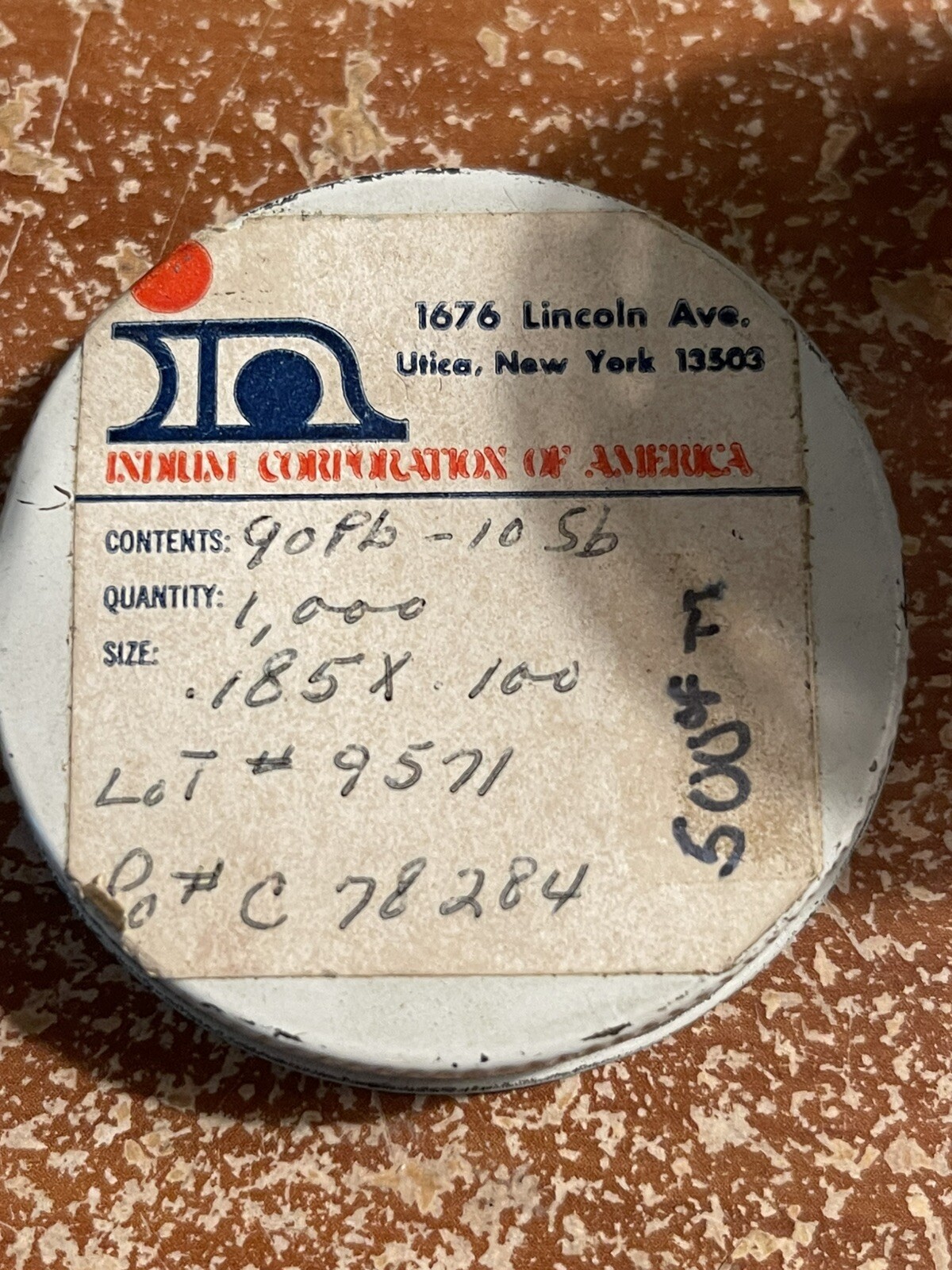 Indium Pb90Sb10 500° solder pellets 1lb. Fire sprinkler Solder(?)