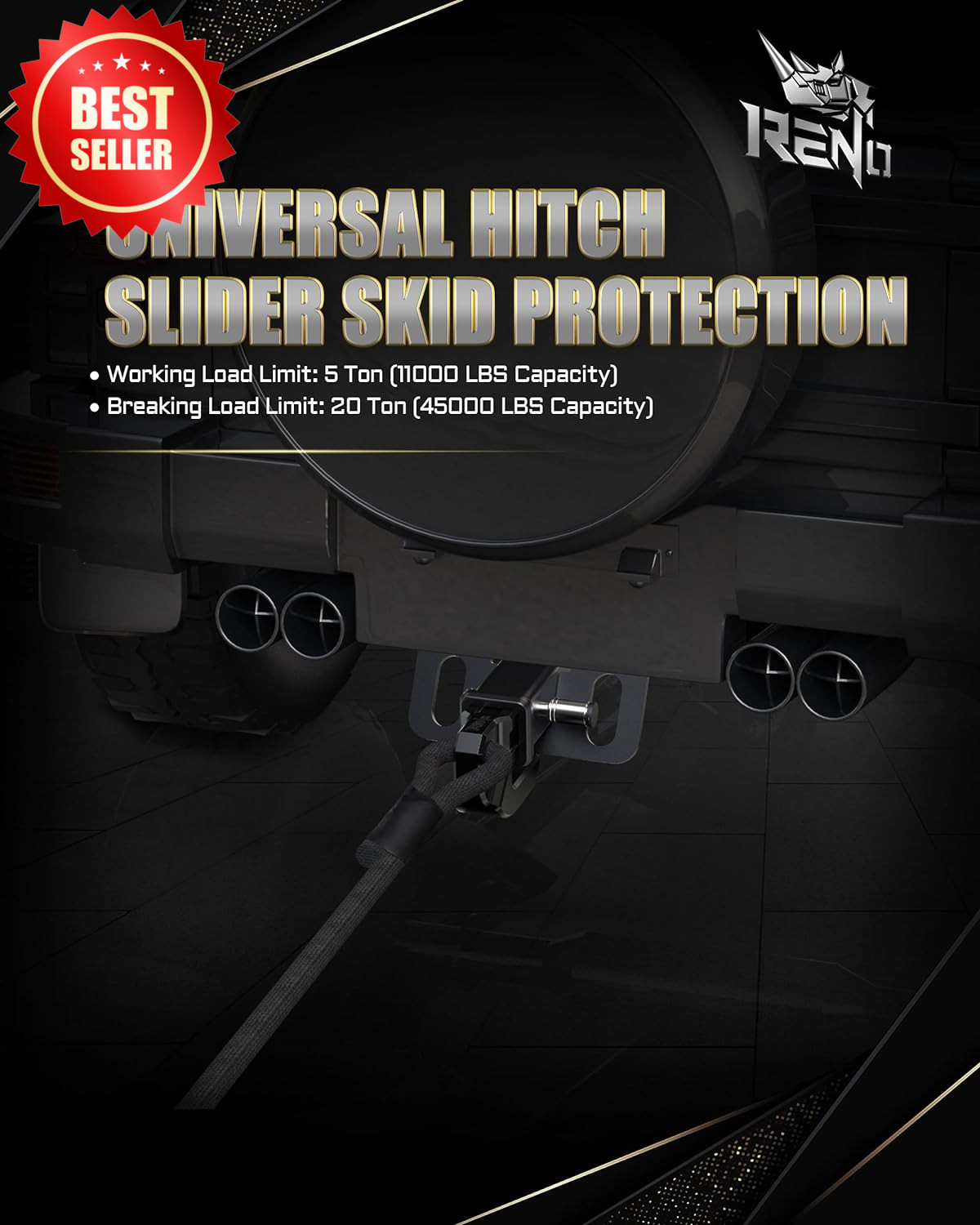 Black Aluminum Hitch Slider 2″ Receiver 45K lbs Skid Recovery Off Road US
