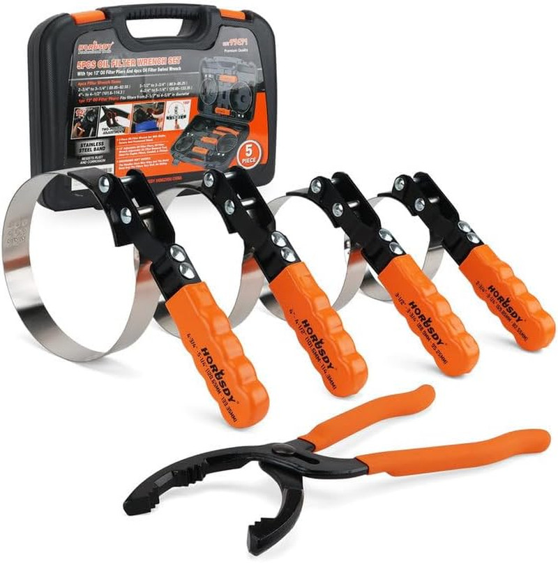 5 PC Adjustable Swivel Oil Filter Wrench Set 2-3/4″ – 5-1/4″ Auto US