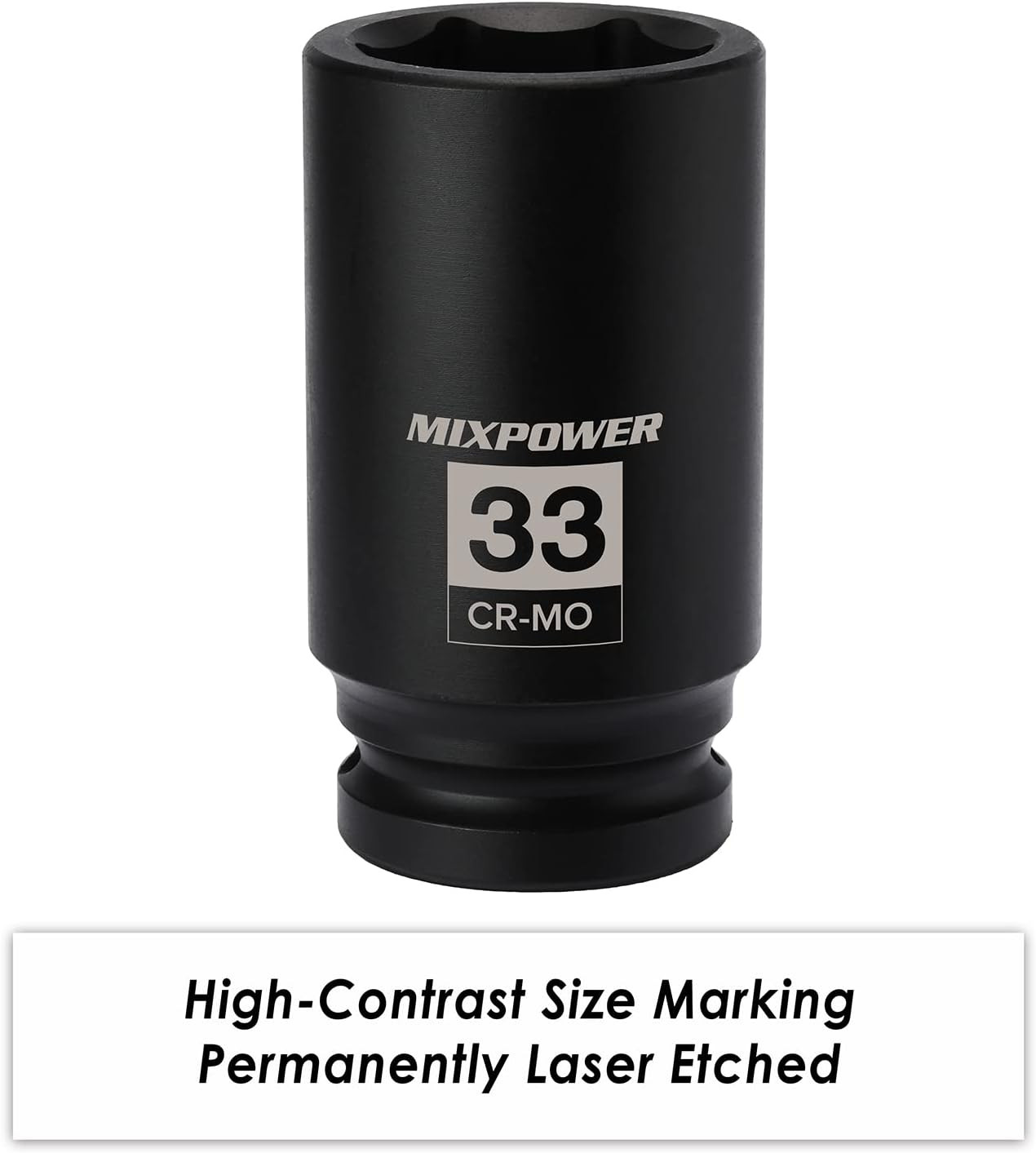 6-Point 3/4-Inch Drive Deep Impact Socket- 33Mm (Metric), CR-MO, 3/4-Inch Drive