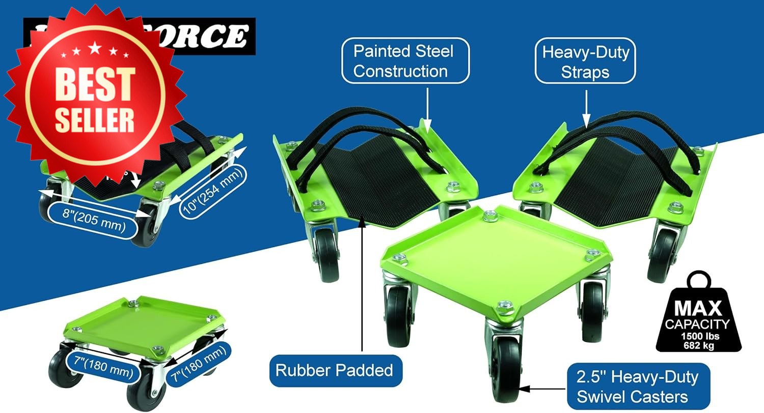KF2014 HD Snowmobile Dolly V-Slide 1500 LB Swivel Casters & Straps US