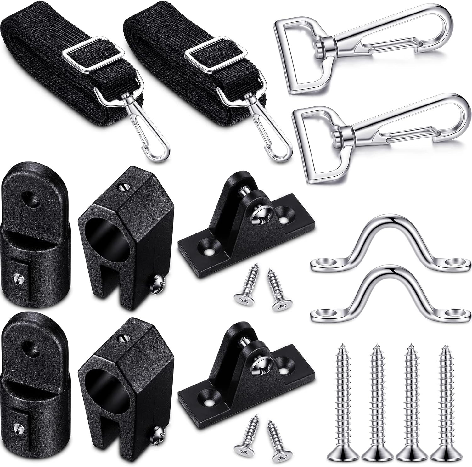 12pc Bimini Top Hardware Fitting Set 7/8″ Jaw Slide Cap Eye End Deck Hinge Strap