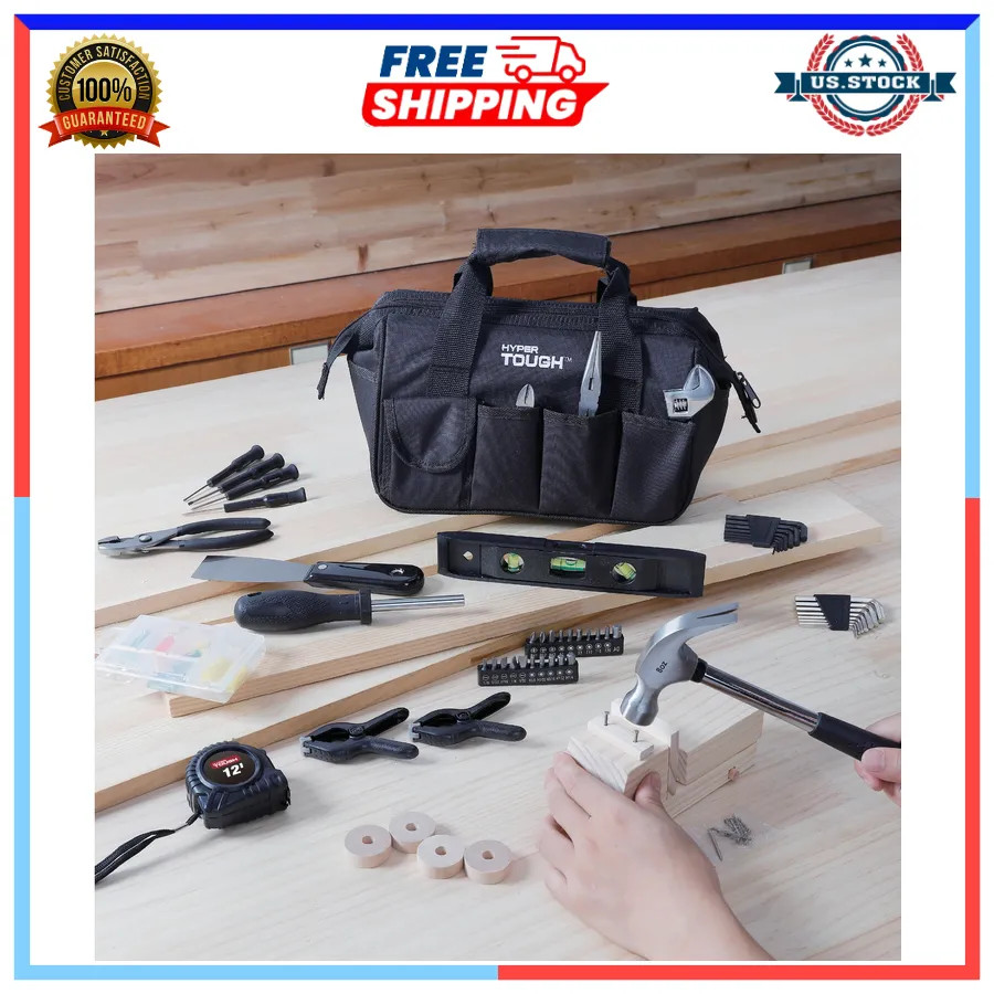 Hyper Tough 89-Piece Household Tool Set with 12-Pocket Storage Bag