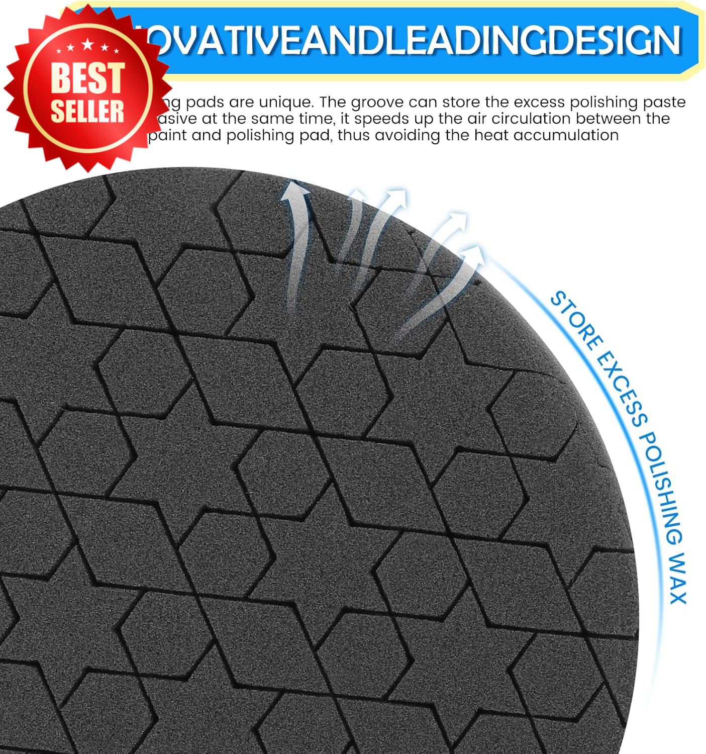 6 PC 6.5 Inch Buffing Polishing Pads Kit for 6 Inch Base Plate Auto US