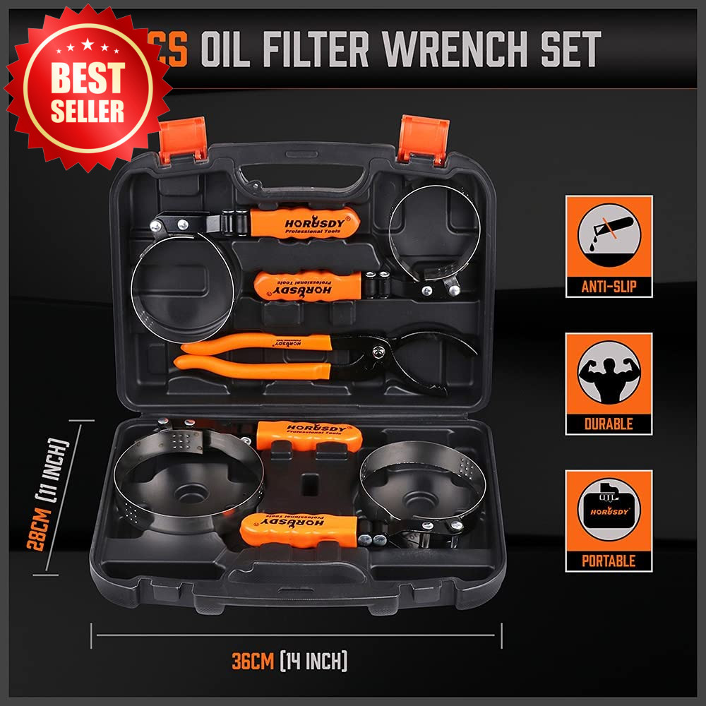 5 PC Adjustable Swivel Oil Filter Wrench Set 2-3/4″ – 5-1/4″ Auto US