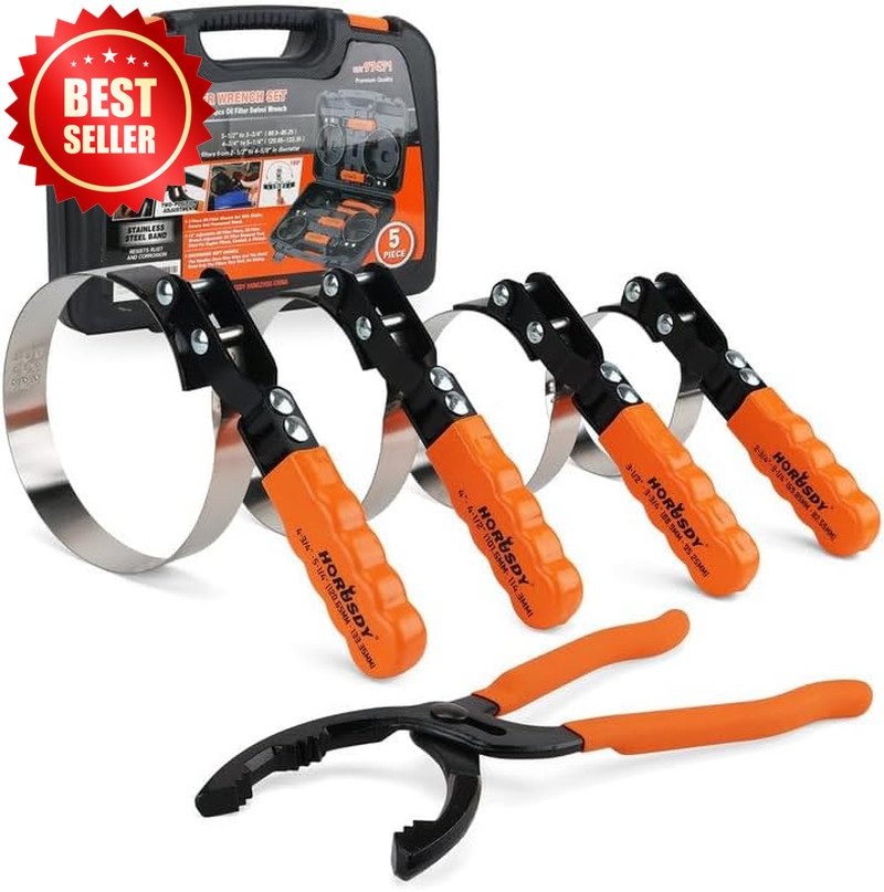 5 PC Adjustable Swivel Oil Filter Wrench Set 2-3/4″ – 5-1/4″ Auto US