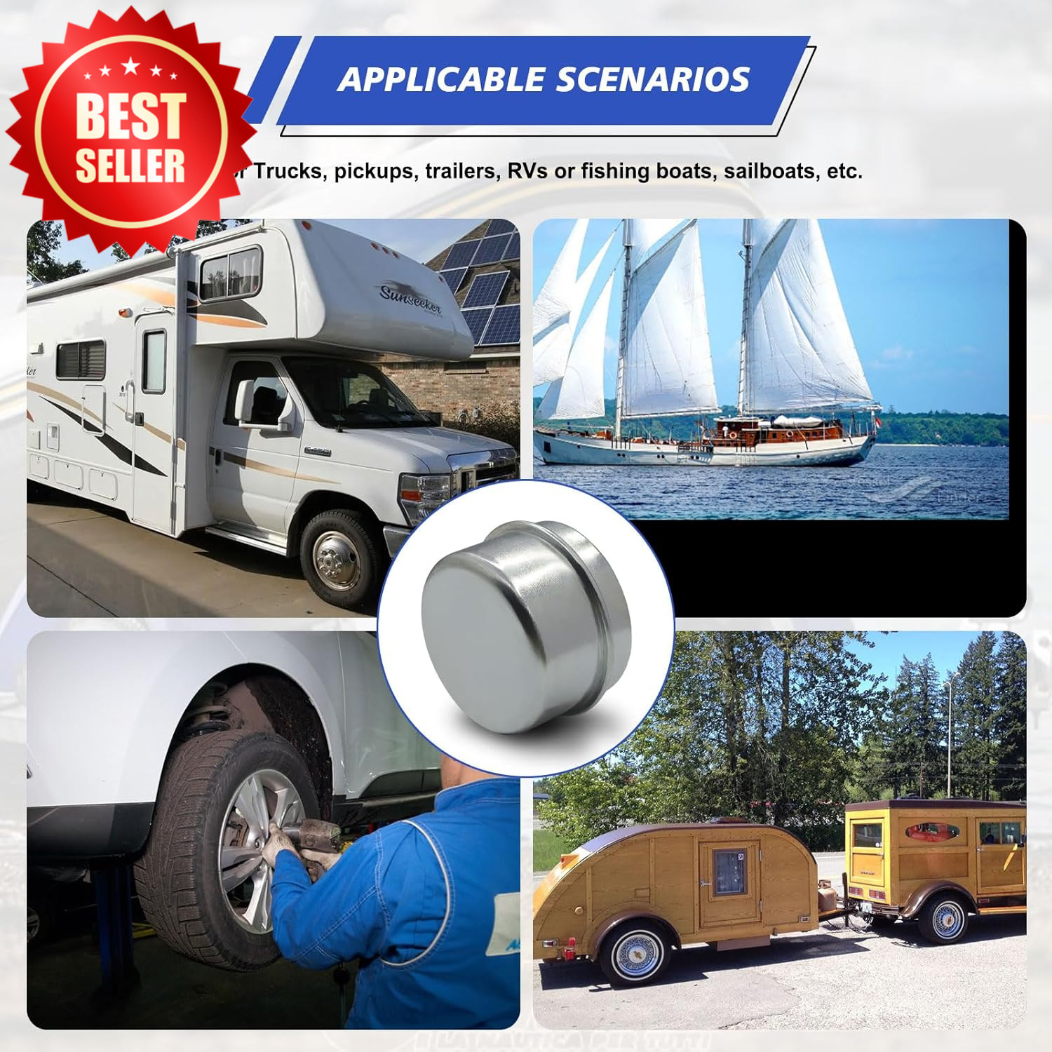 4 Pcs 1.78″ Trailer Axle Bearing Dust Cap for 5200-6000lb Hubs US