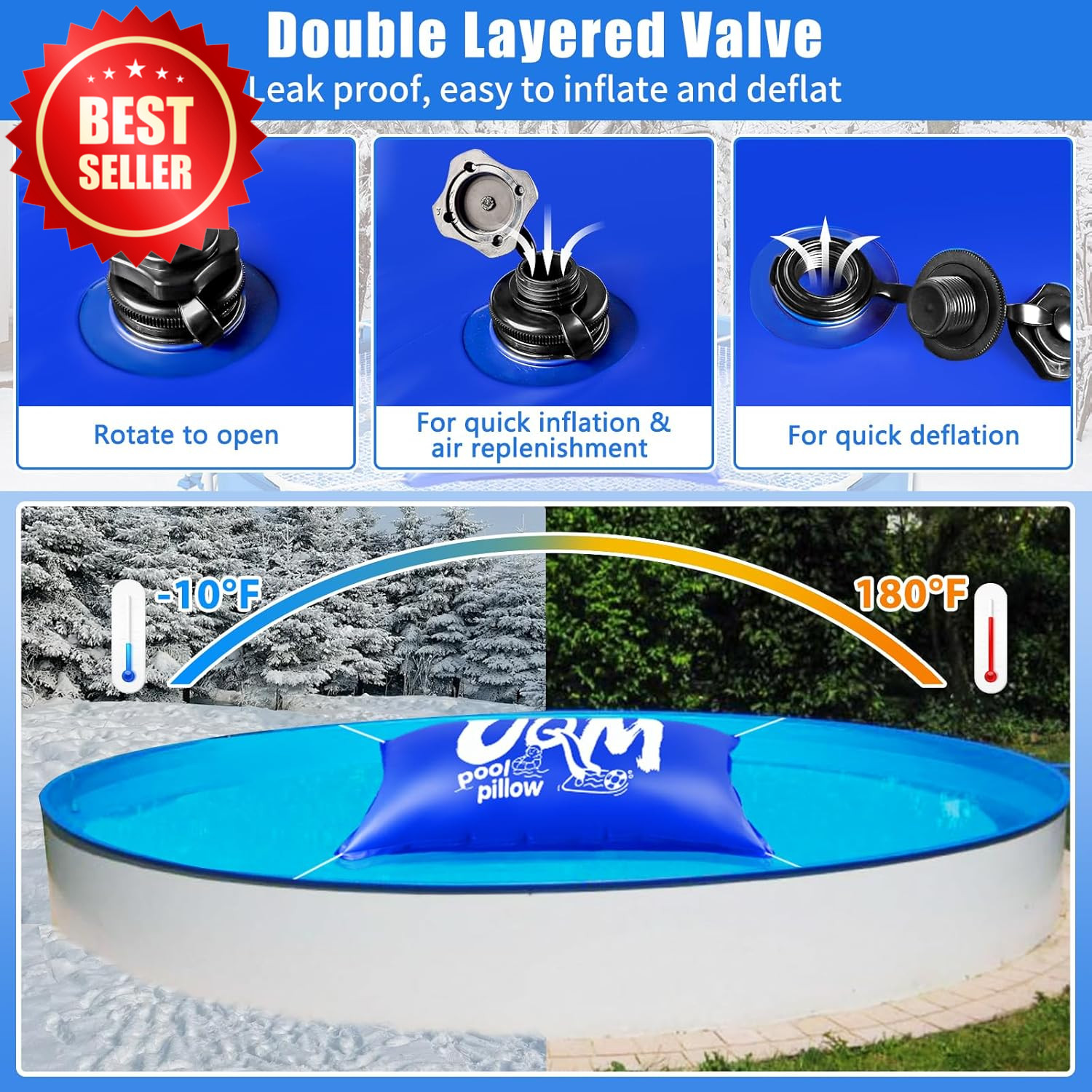 4x8Ft Pool Pillow Above Ground Cold-Resistant Winterizing Kit 4X20Ft Rope US