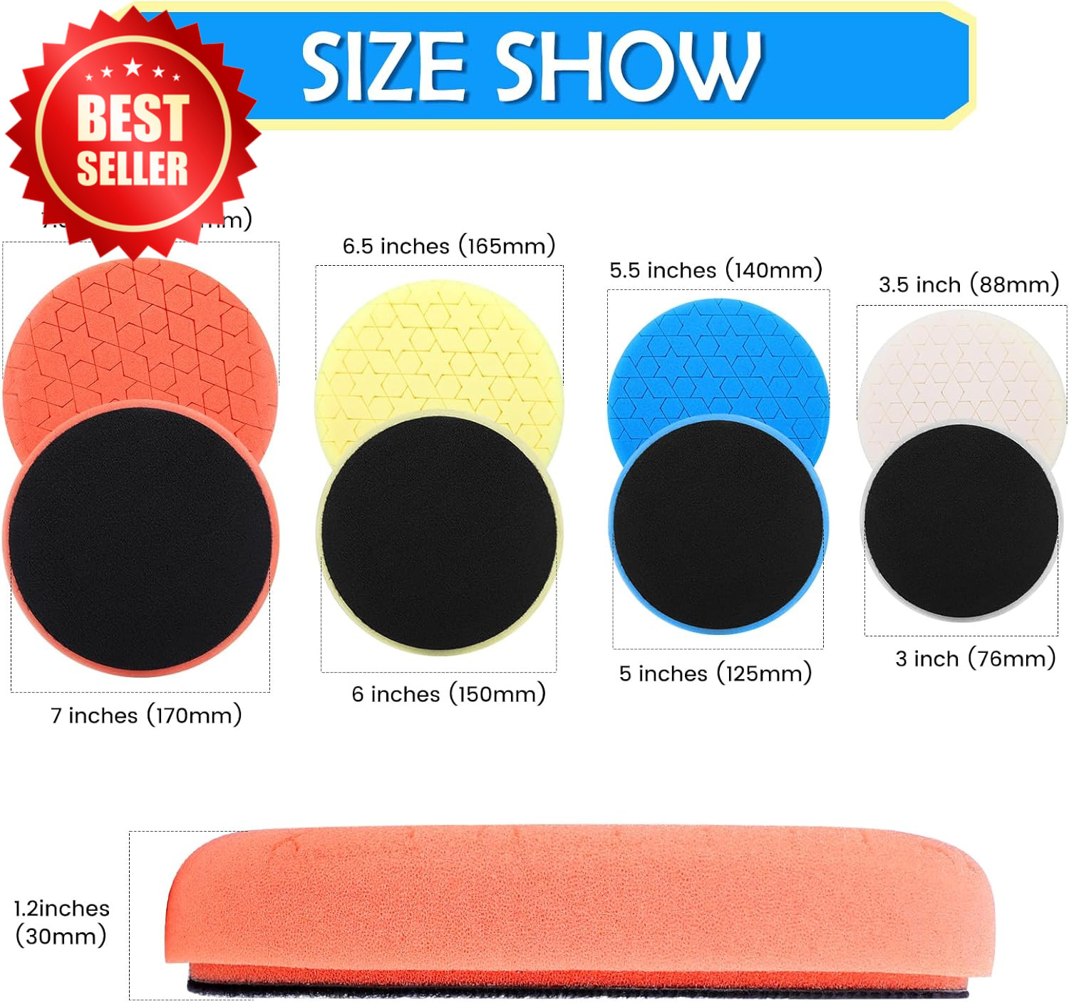 6 PC 6.5 Inch Buffing Polishing Pads Kit for 6 Inch Base Plate Auto US