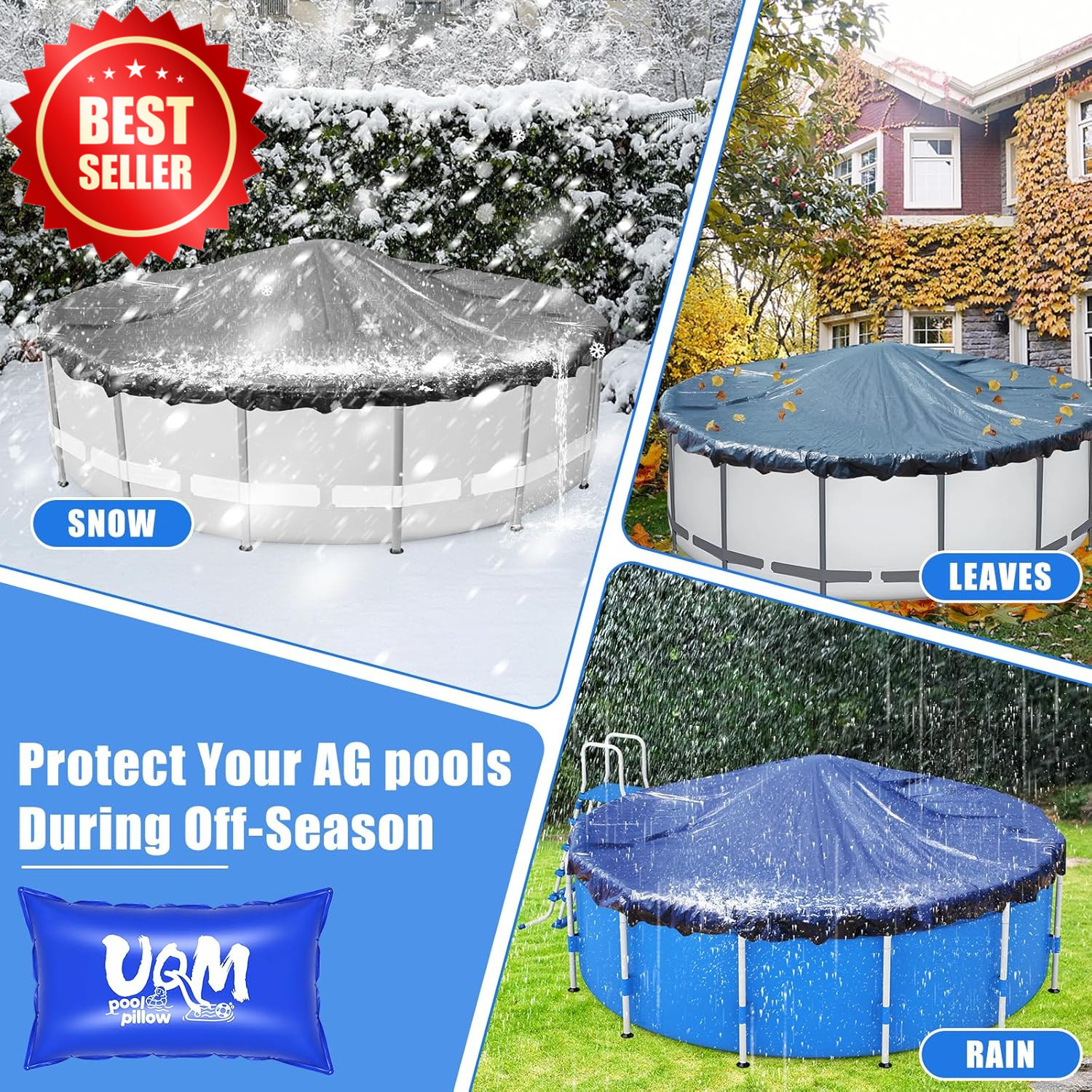 4x8Ft Pool Pillow Above Ground Cold-Resistant Winterizing Kit 4X20Ft Rope US