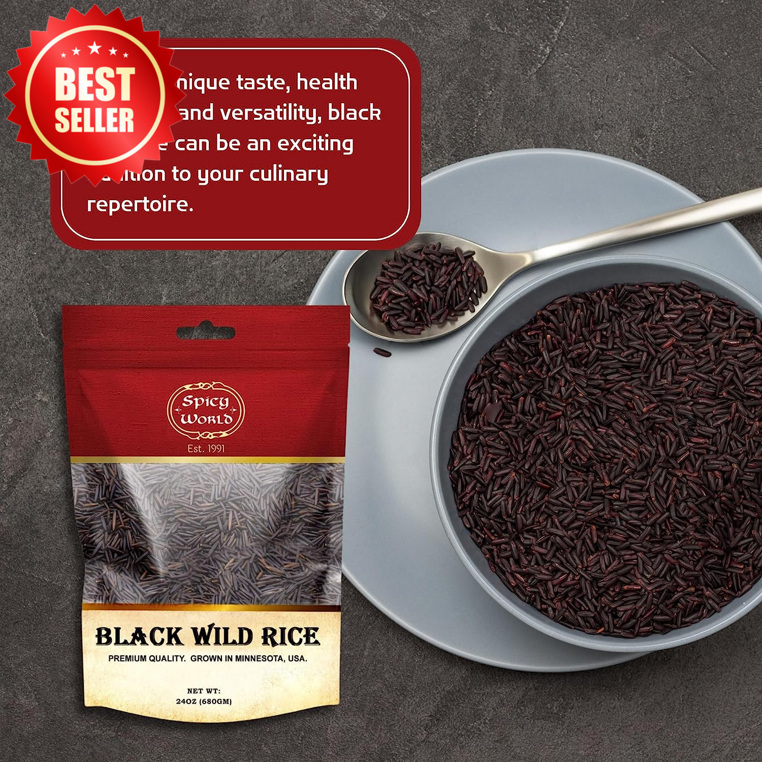 Minnesota Grown Black Wild Rice 6 Pound Bag – Premium Quality, All Natural – by