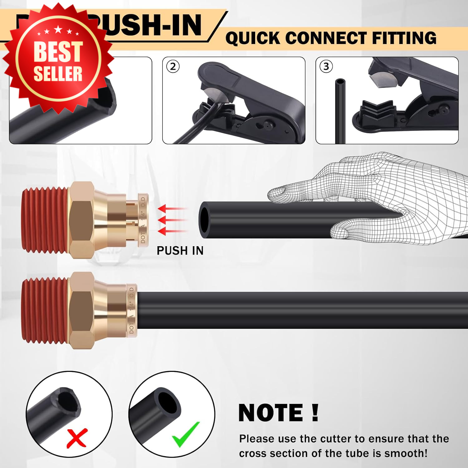 64 Pcs Brass DOT Air Line Fittings Kit Push Lock Quick Connect NPT US