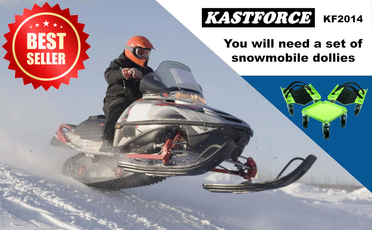 KF2014 HD Snowmobile Dolly V-Slide 1500 LB Swivel Casters & Straps US