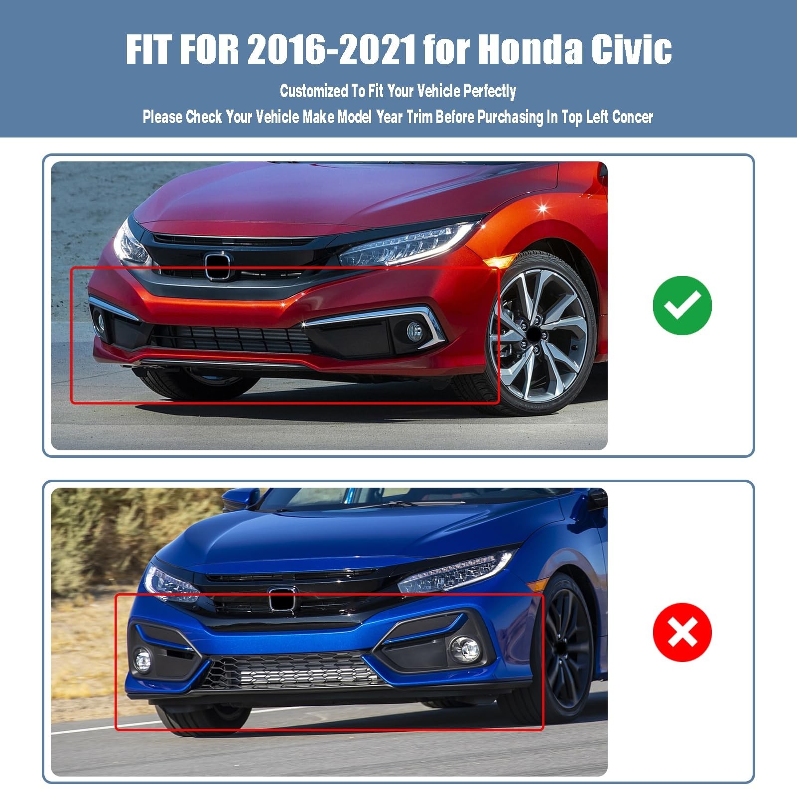 Front Bumper Lip fit for Honda Civic Sedan DX 2016-2020,for Honda Sedan EX/EX…