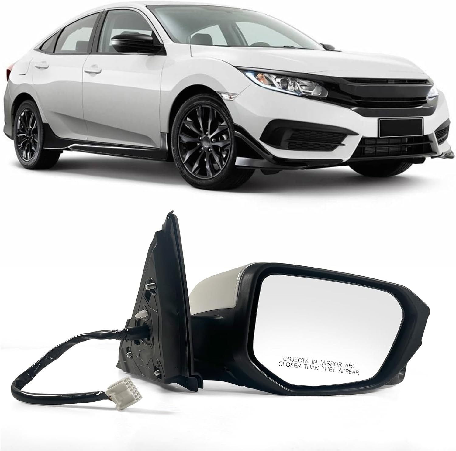 Passenger Door Mirror Power Heated Camera 2016-2021 Civic Sedan Coupe Hatchback