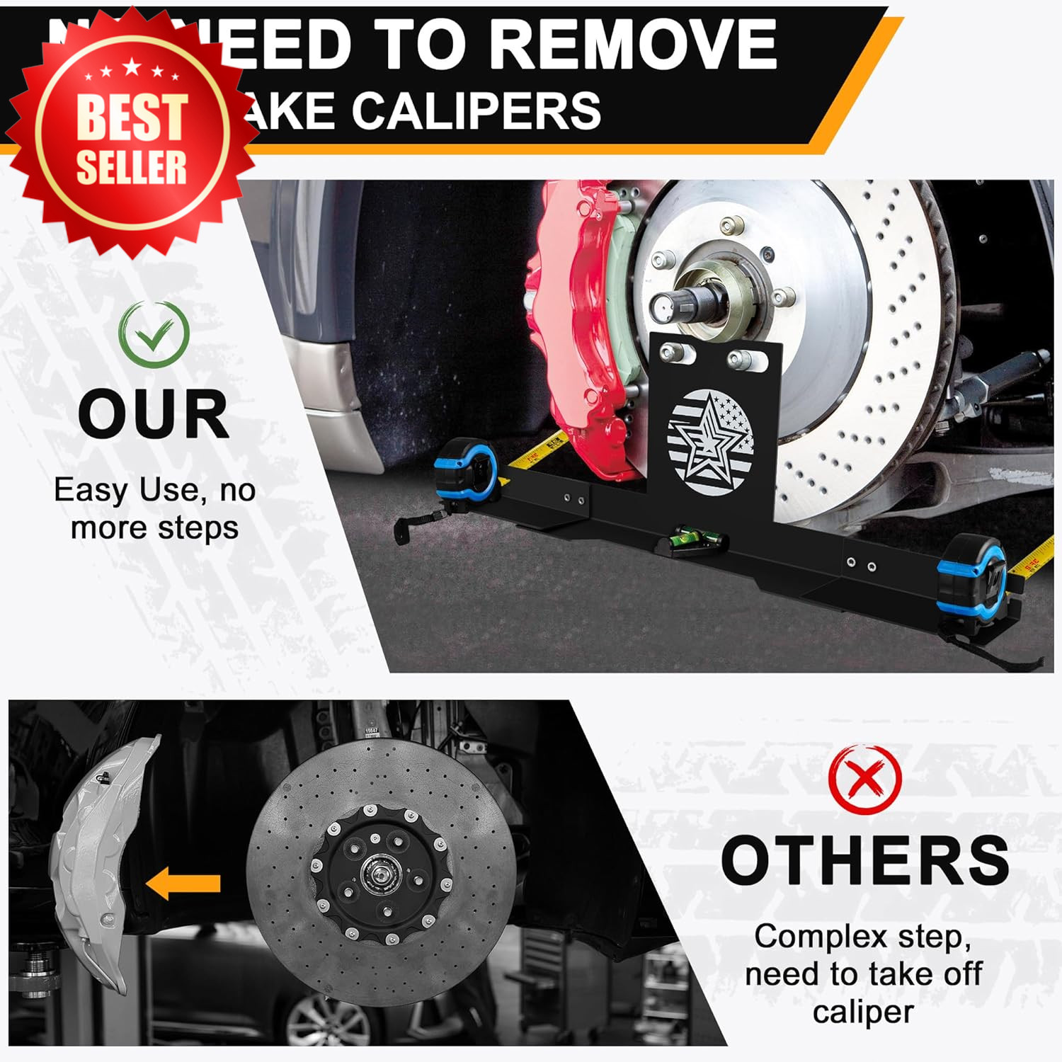 Wheel Alignment Tool Kit Toe Plates Imperial No Caliper Removal HD US