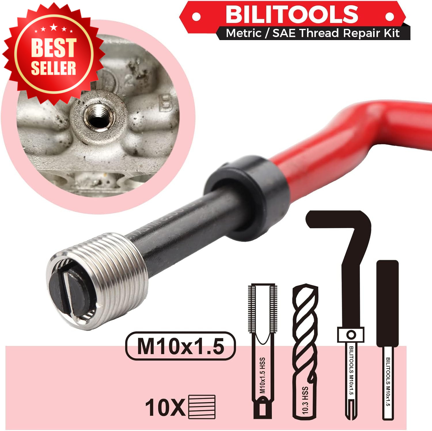 M10x1.5 Metric Thread Repair Kit HSS Drill Tap Insert Rethread Auto Tool US