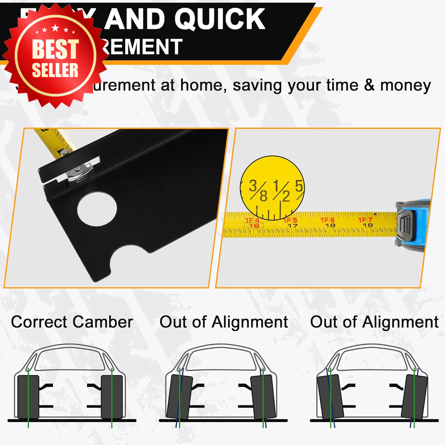 Wheel Alignment Tool Kit Toe Plates Imperial No Caliper Removal HD US