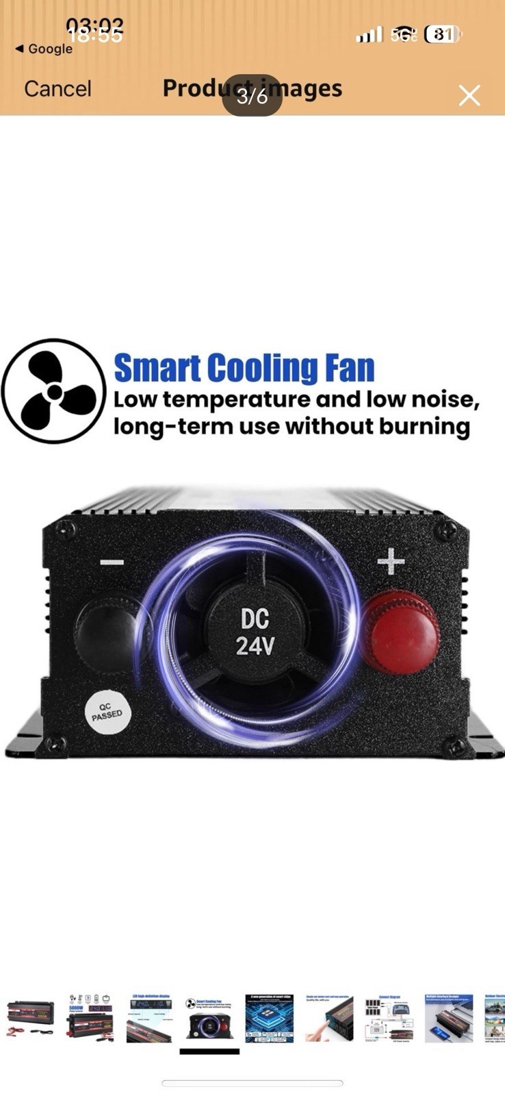 Power Inverter 5000W Converter 24V DC to 110V for Car Truck Home AC LCD Outdoor
