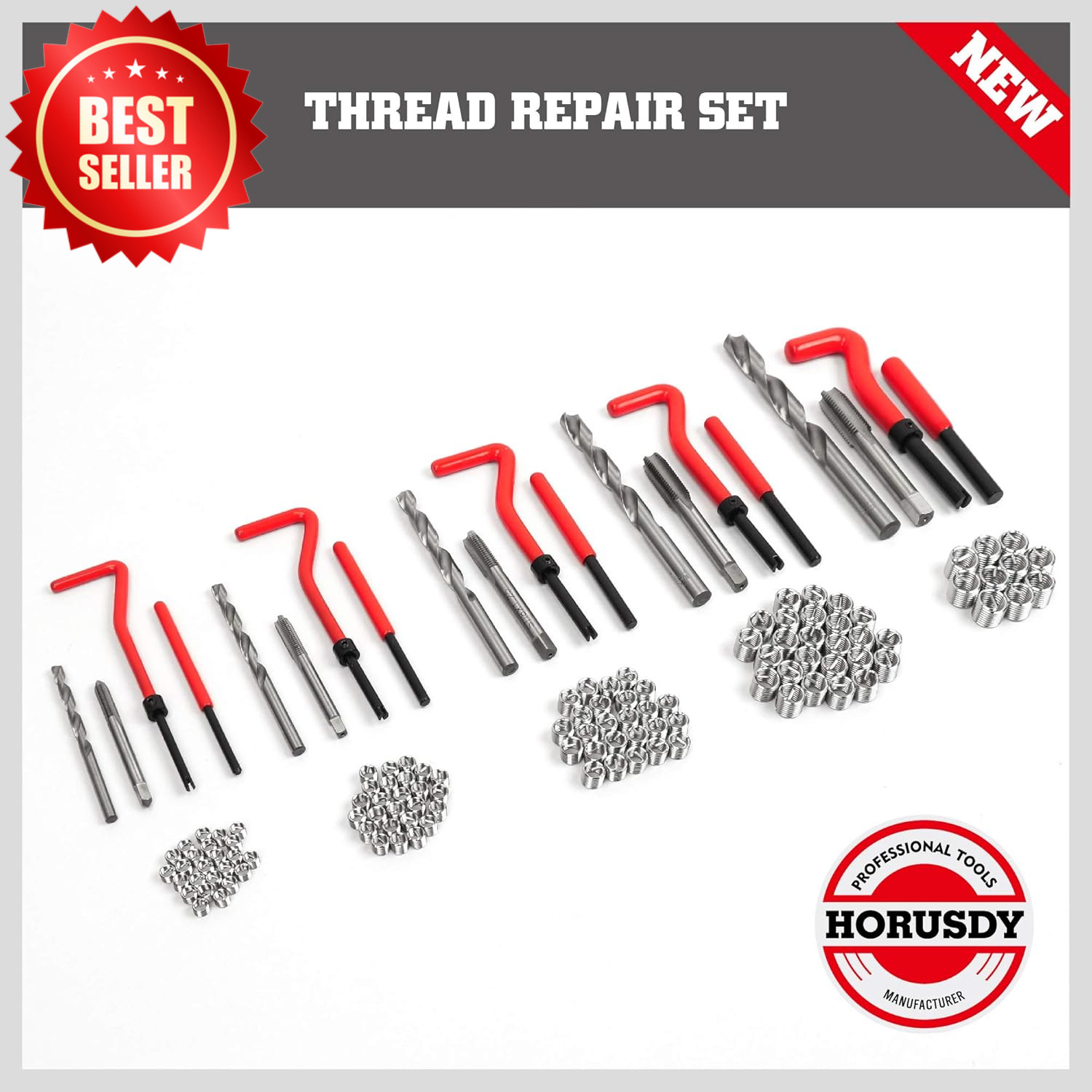 131 PC Metric Thread Repair Kit M5-M12 HSS Taps Inserts Rethread Auto US