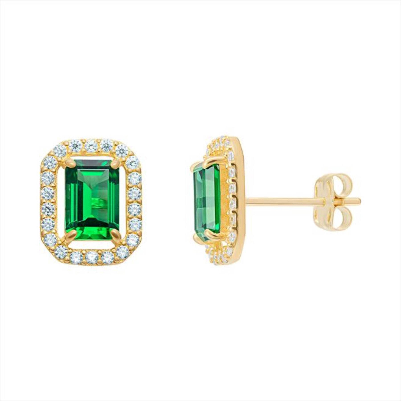 Emerald Cut CZ Earrings – 9ct Gold